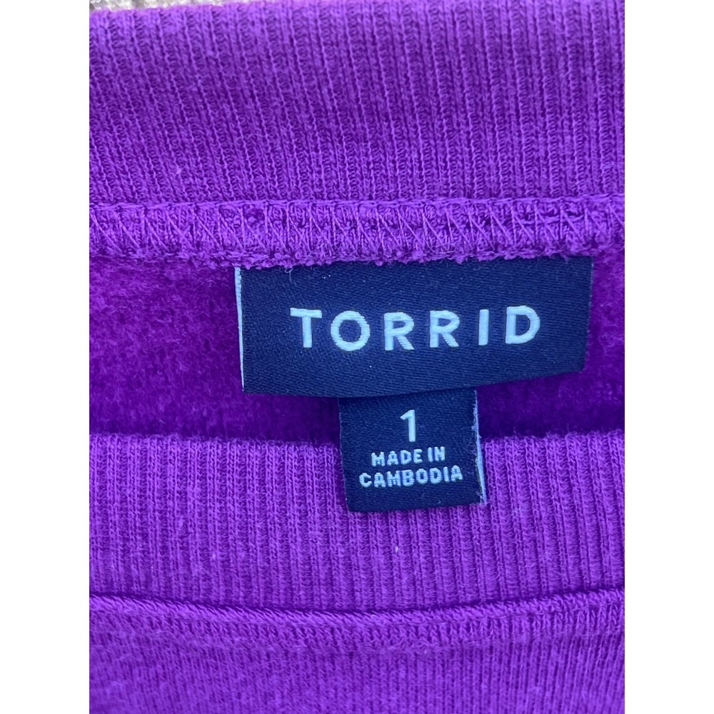 Torrid Fleece Crew Neck Lace Pullover Sweater - Plum Caspia Size 1X - Picture 4 of 5